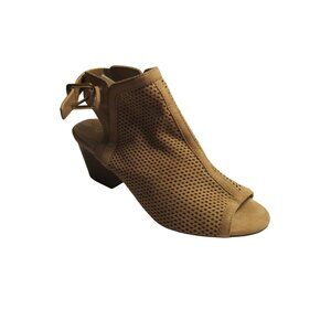 *UNISA Tan Beige Pumps Suede Waffle Peep Toe Ankle Strap - Size 7.5M